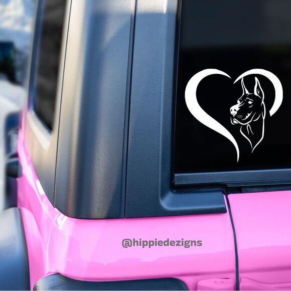 Great Dane Heart Vinyl Decal - Picture 1 of 5